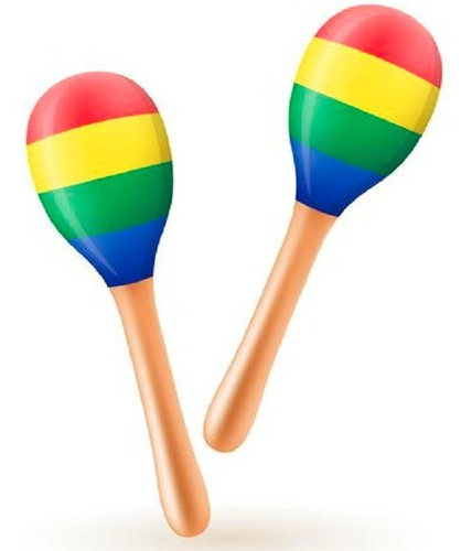 10 Maracas Sonajero Cascabel Madera P/ Niños Música 20 Cm