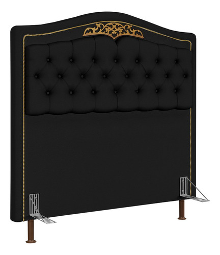 Cabeceira Cama Queen 160cm Tachas Imperial Sintético Preto