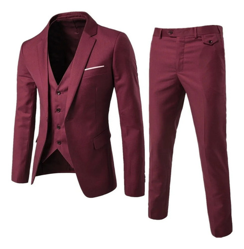 Blazer Ajustado Para Fiestas Y Bodas De Tres Piezas Para