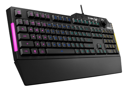 Teclado Asus Tuf Gaming K1 Rgb Aura Sync Con Perilla Volumen Idioma Inglés Us Color Del Teclado Gunmetal Gray