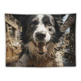 Tapiz De Pared Pastor Border Collie 60x51 In Para Sala O Dor