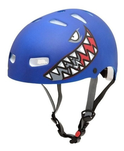 Capacete Kraft Bike Skate Patins Tubarão Azul Tamanho G