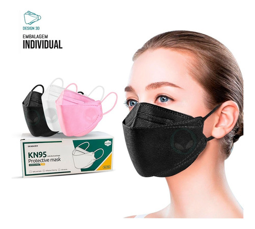 Kit 100 Máscaras Kf94 Proteção Meltblown Kn95 Reutilizável