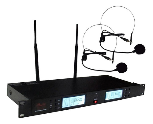 Microfono Doble Gbr Uhf 1410 Vincha Frecuencias Variables 