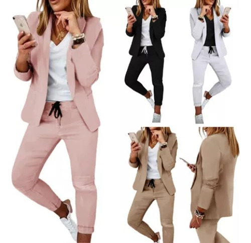 Conjunto De Pantalones Tipo Blazer Entallados Para Mujer