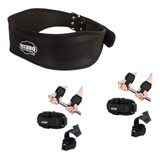 Cinturon Para Pesas + 2 Pares De Straps Con Muñequeras Gym