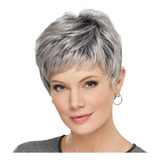 Pelucas For Mujer Corto Pelo Gris Cabello Natural