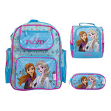 Kit Mochila Infantil Menina Filme Frozen Passeio Viagem Aula