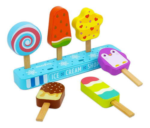 Juguete De Helado De Madera Para Niños, Juego De Paletas De 