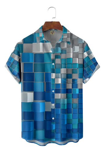 Camisa Hawaiana Unisex A Cuadros 3d, Camisa De Playa De Vera