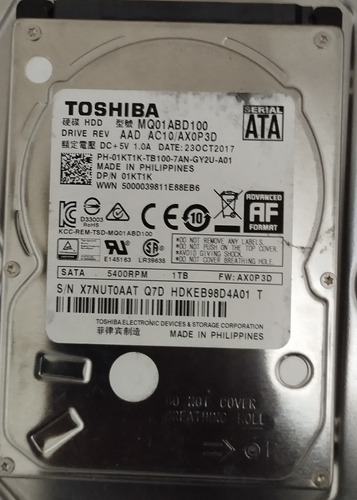 Hd Notebook Toshiba 1tb Mq01abd100 5400rpm Slim