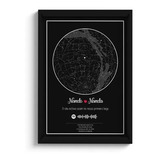 Quadro Mapa Das Estrelas Qrcode Spotify C/ Moldura Vidro A3