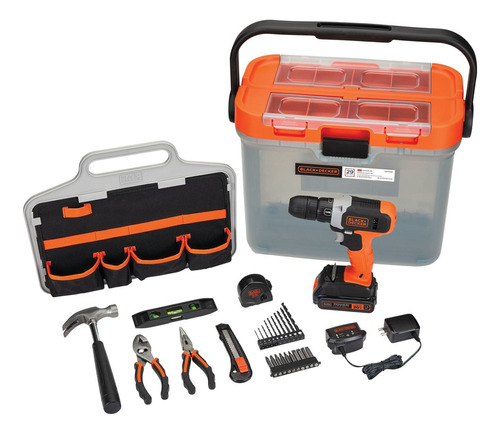 Taladro Rotativo B&d Bcksb29c02-b2c 20v 10mm+29 Accesorios Color Naranja/negro