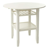 Mesa Auxiliar Plegable Con Estante De Madera Color Blanco.