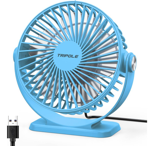 Ventilador De Escritorio Tripole Rotacion 360 3 Vel Azul