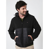 Chaqueta Mix Media Con Cierre Negro Tommy Hilfiger