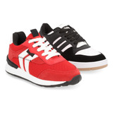 Tenis Casual Niño Negro Y Rojo Deportivo Dúo 371