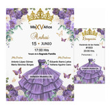 10 Invitaciones Morada/lila2 Economicas+pases+sellos+sobre