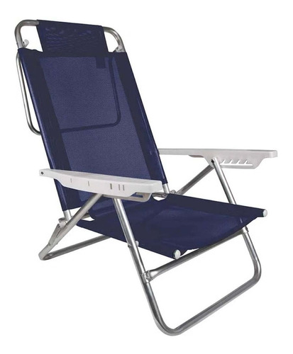 Cadeira De Alumínio Reclinável Summer 6 Posições Praia Mor Cor Azul