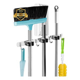 3 Racks And 4 Hooks Broom And Mop Holder Wall Mounted G...
