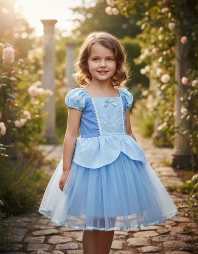 Vestido De Tul De Algodón Cenicienta Niñas Halloween
