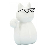 Figura Decorativa Animal Gatico Con Gafas Sentado 20cms