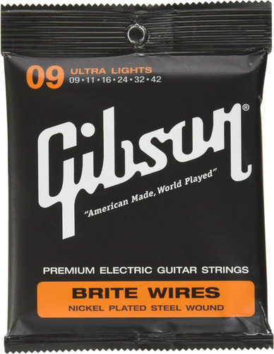 Cuerdas Gibson 09-42 Brite Wires Guitarra Eléctric Seg-700ul