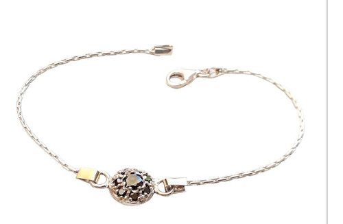 Pulsera Plata 925 Y Oro Cubic Negro Ppl403 Italiana