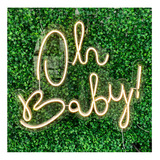 Painel Neon Led Oh Baby Branco Com 60x50cm Em Acrilico 3mm