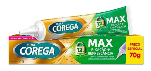 Kit Com 2 Ultra Corega Max Fixação + Refrescancia 70g  Menta