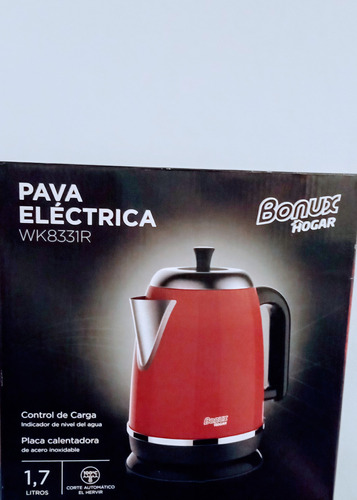 Pava/jarra Eléctrica Bonux Roja 1,7 Litros Corte Autómatico