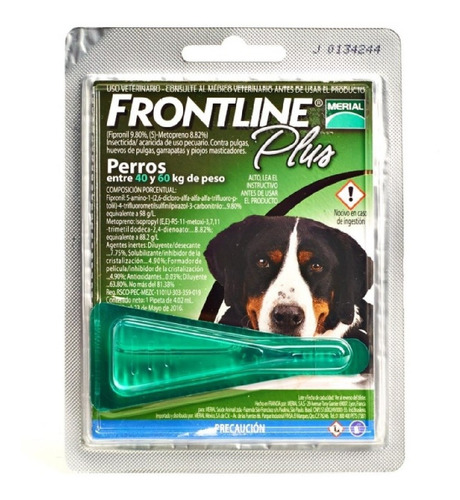 Frontline Plus Para Perro Entre 40-60 Kg Antiparasitario 