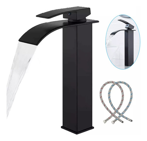 Grifo Mezclador Monomando Para Lavabo De Baño Alargado Negro