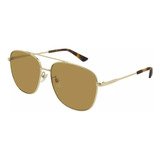 Gucci Gg0410sk 004 Aviator Cafe Ambar Dorado Original Gota