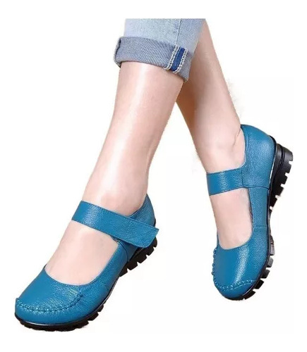 Zapatos Cómodos Antideslizantes De Cuero Suave Para Mamá