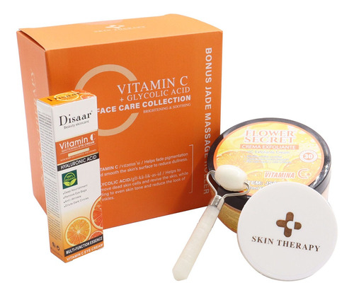 Set Cuidado Facial Vitamina C Acido Glicolico + Masajeador