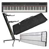 Kit Piano Digital 88 Teclas Yamaha P-125 Preto + Acessórios