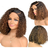 Bela Lace Front 100% Cabelo  Humano  Cacheado Ombre Loira 