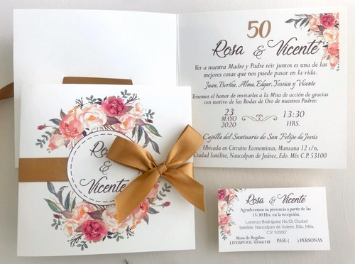 25 Invitaciones+ 25 Pases Boda, Xv, Rosa, Vino, Durazno