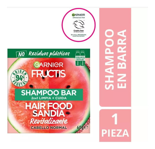  Shampoo En Barra Hair Food Sandía | Fructis (= 2 Botellas)