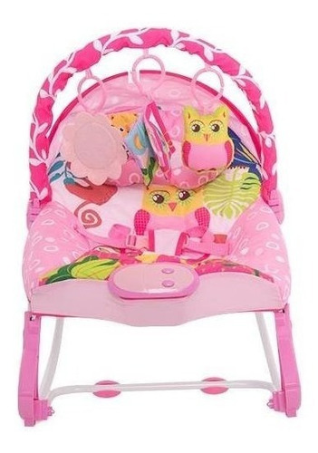 Cadeira De Balanço Para Bebê Dican Coruja Rosa