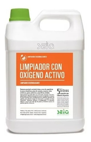 Limpiador Desengrasante Con Oxígeno Activo Seiq X 5 Litros 