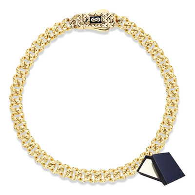 Pulso Pulsera Barbada Barbado Oro 10k Monaco Chain 5mm 18cm 6cm Diámetro Classic Flex Diamantada Gruesa Oro 10k 10 Kilates Hombre Mujer Dama Brazalete Pulsera Oro Regalo Novia Novio Oro 10 Quilates | Envío gratis