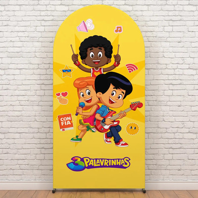 Painel Romano 3 Palavrinhas Aniversário Festa Infantil Em Tecido Sublimado 2x1m Licenciado | Frete grátis