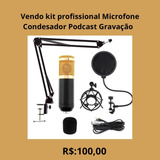 Kit Microfone Profissional Condesador Podcast Gravação