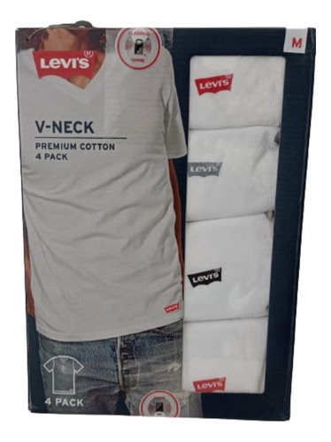 Levi`s 4pz Camisas Blancas Manga Corta Talla M Para Hombre