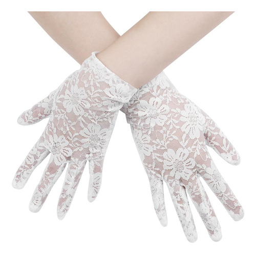 A@gift Guantes De Encaje Floral Para Mujer, Elegantes