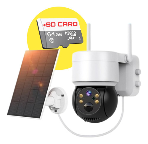 Câmera Segurança Zoom 4x Energia Solar Wifi 4g + Cartão 64gb