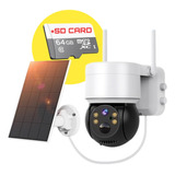 Câmera Segurança Zoom 4x Energia Solar Wifi 4g + Cartão 64gb