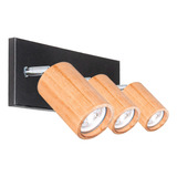 Aplique Pared 3 Luces Spot Movil Madera Moderno Led Gu10 Color Negro Gioluce 3890-3-bl/ne